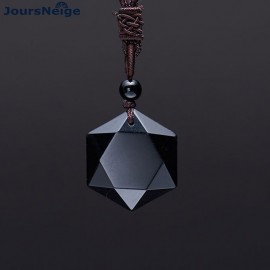 Dropshipping Black Natural Obsidian Stone Pendants Six Stars Pendant Fashion Jewelry JoursNeige