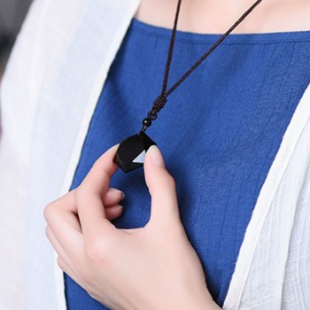 Dropshipping Black Natural Obsidian Stone Pendants Six Stars Pendant Fashion Jewelry JoursNeige