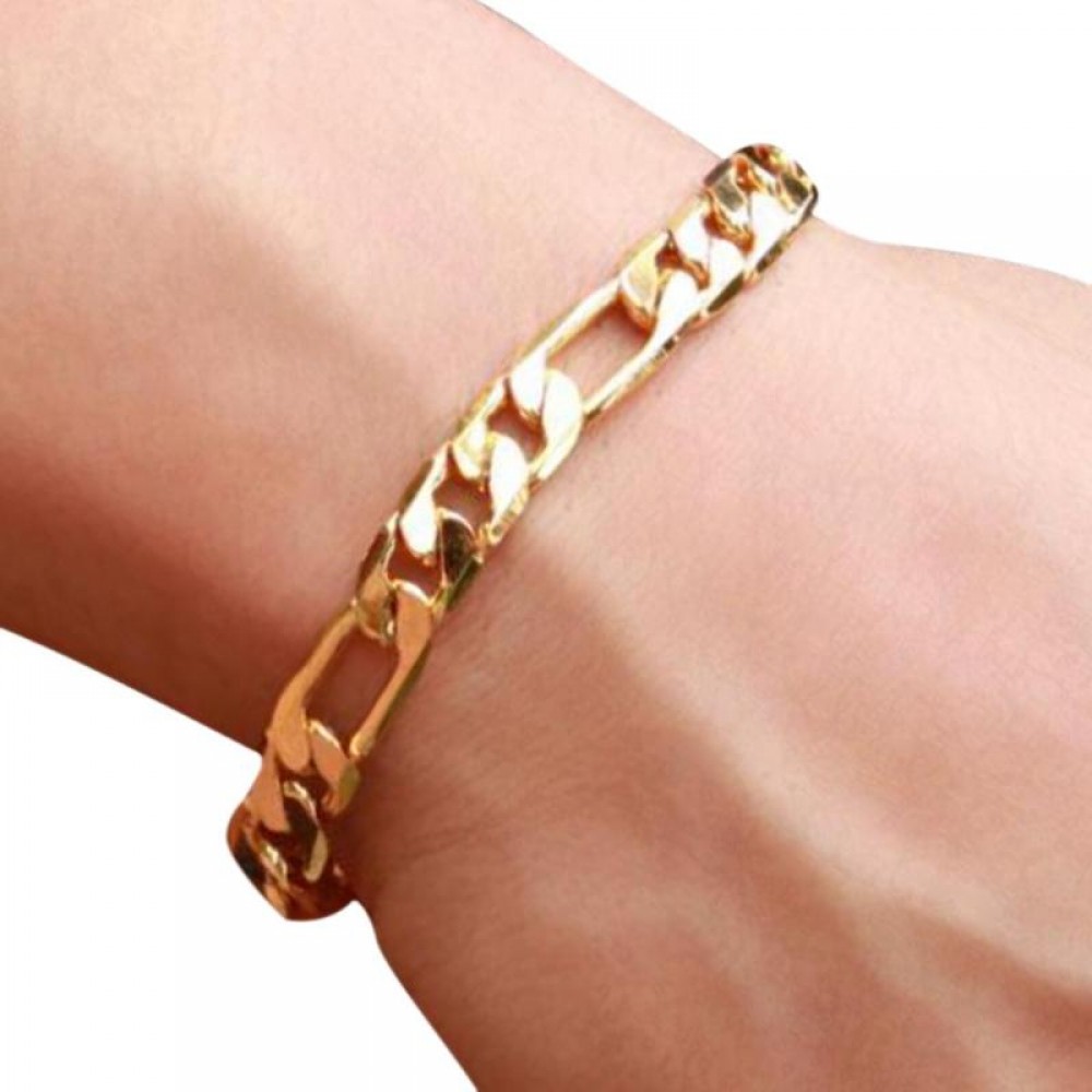 2018 Hot Sale Metal Bracelet for Men Curb Link Chain Fashion Copper Bracelet New Fashion Male Jewelry  Link Chain 20cm