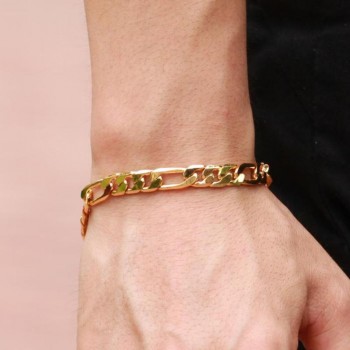 2018 Hot Sale Metal Bracelet for Men Curb Link Chain Fashion Copper Bracelet New Fashion Male Jewelry  Link Chain 20cm