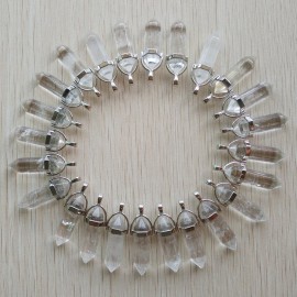 Wholesale 24pcs/lot 2018 trendy natural crystal pillar shape point Chakra charms pendants for jewelry making free shipping