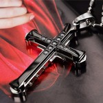 Stainless Steel Cross Pendant Necklace Christian Bible Prayer Women Men Necklace Black Gold Silver Classic Necklace