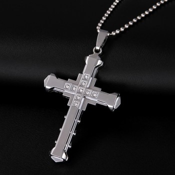 Stainless Steel Cross Pendant Necklace Christian Bible Prayer Women Men Necklace Black Gold Silver Classic Necklace
