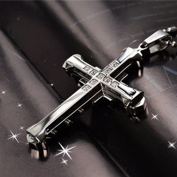 Stainless Steel Cross Pendant Necklace Christian Bible Prayer Women Men Necklace Black Gold Silver Classic Necklace