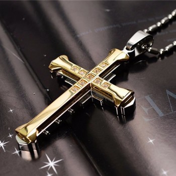 Stainless Steel Cross Pendant Necklace Christian Bible Prayer Women Men Necklace Black Gold Silver Classic Necklace