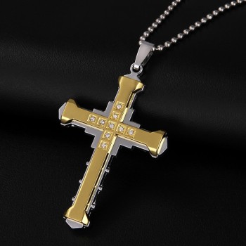 Stainless Steel Cross Pendant Necklace Christian Bible Prayer Women Men Necklace Black Gold Silver Classic Necklace