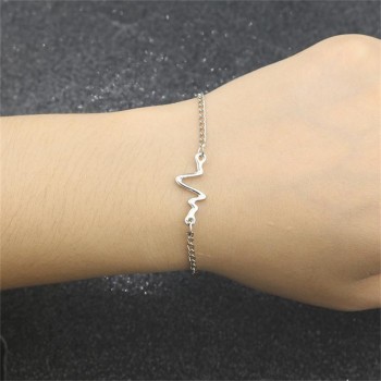 Minimalist Tiny Medical ECG Stethoscope Heartbeat Bracelet Hexagram World Map Pet Footprints Bracelets For Nurse Doctor Pulseira