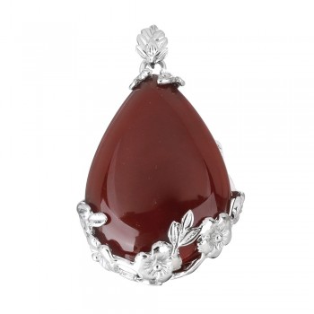 2018 Fashion Jewelry Natural Stone Pendant Water Drop Crystal Pillar Plated Silver Flower Charm Pendants Opal Quartz DIY Pendant