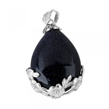2018 Fashion Jewelry Natural Stone Pendant Water Drop Crystal Pillar Plated Silver Flower Charm Pendants Opal Quartz DIY Pendant