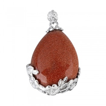 2018 Fashion Jewelry Natural Stone Pendant Water Drop Crystal Pillar Plated Silver Flower Charm Pendants Opal Quartz DIY Pendant