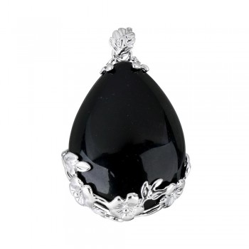 2018 Fashion Jewelry Natural Stone Pendant Water Drop Crystal Pillar Plated Silver Flower Charm Pendants Opal Quartz DIY Pendant