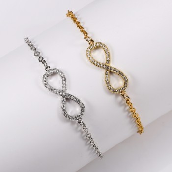 Infinite Iron Alloy Zirconia Setting Chain amp; Link Bracelets For Woman Goldamp;Sliver Color