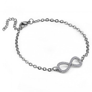Infinite Iron Alloy Zirconia Setting Chain amp; Link Bracelets For Woman Goldamp;Sliver Color