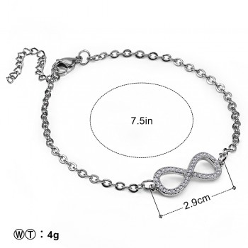 Infinite Iron Alloy Zirconia Setting Chain amp; Link Bracelets For Woman Goldamp;Sliver Color