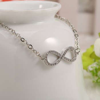 Infinite Iron Alloy Zirconia Setting Chain amp; Link Bracelets For Woman Goldamp;Sliver Color