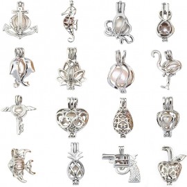 More Than 60 Styles Pearl Cage Jewelry Findings Cage Locket Pendant Essential Oil Diffuser Locket For Oyster Pearl Necklace