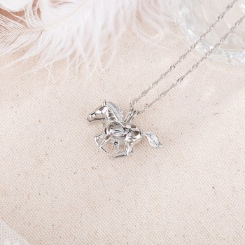Hot Sale Running Horse Luminous Locket Pendant Necklace Glowing in the Dark Vintage Jewelry Necklace For Women Choker