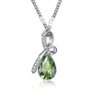 H:HYDE Classic Water Drop Design AAA Austrian Cubic Pendant Necklace Silver Chain Necklace amp; Pendant for Women Fashion Jewelry