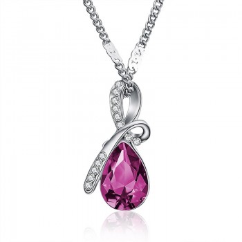 H:HYDE Classic Water Drop Design AAA Austrian Cubic Pendant Necklace Silver Chain Necklace amp; Pendant for Women Fashion Jewelry