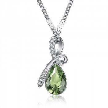 H:HYDE Classic Water Drop Design AAA Austrian Cubic Pendant Necklace Silver Chain Necklace amp; Pendant for Women Fashion Jewelry