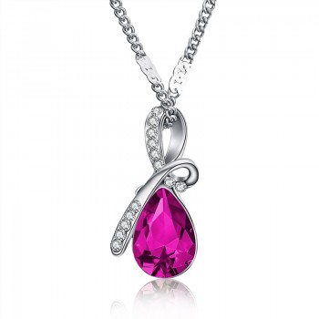 H:HYDE Classic Water Drop Design AAA Austrian Cubic Pendant Necklace Silver Chain Necklace amp; Pendant for Women Fashion Jewelry