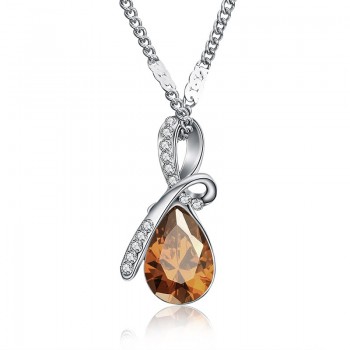 H:HYDE Classic Water Drop Design AAA Austrian Cubic Pendant Necklace Silver Chain Necklace amp; Pendant for Women Fashion Jewelry