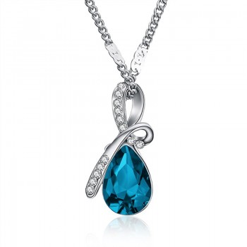 H:HYDE Classic Water Drop Design AAA Austrian Cubic Pendant Necklace Silver Chain Necklace amp; Pendant for Women Fashion Jewelry