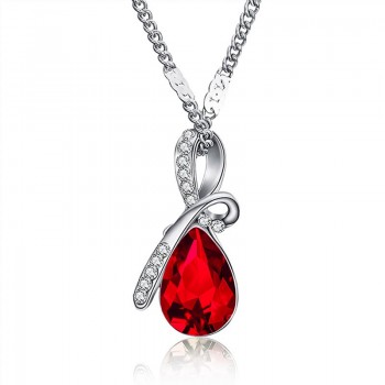 H:HYDE Classic Water Drop Design AAA Austrian Cubic Pendant Necklace Silver Chain Necklace amp; Pendant for Women Fashion Jewelry