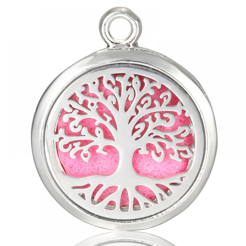 2019 High Quality 28MM Essential Oil Diffuser Box Necklace 316L Stainless Steel Magnetic Life Tree Fashion Wild Jewelry Pendant