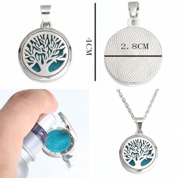 2019 High Quality 28MM Essential Oil Diffuser Box Necklace 316L Stainless Steel Magnetic Life Tree Fashion Wild Jewelry Pendant