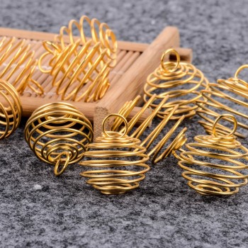 Charms 10 Pcs 25 mm Handmade Spiral Bead Cages Pendant Women Men DIY Necklace Bracelet Jewelry Making Findings Accessories