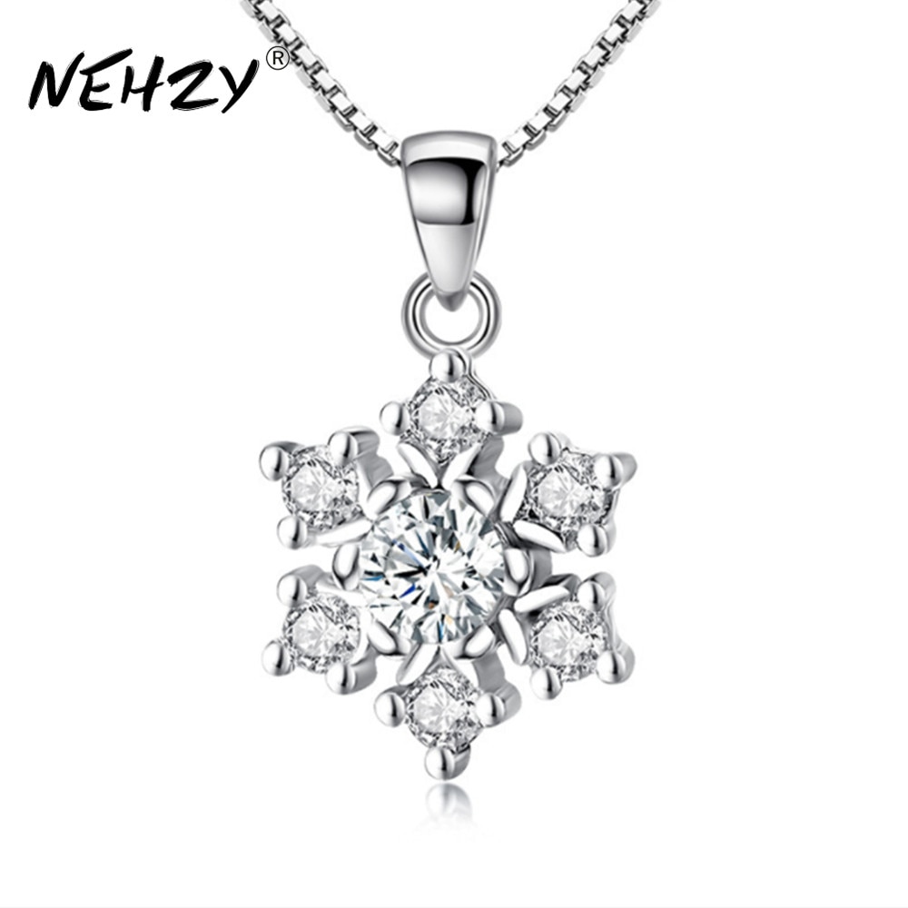 NEHZY New ladies fashion crystal snowflake necklace pendant simple temperament retro high quality cute flower silver jewelry