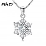 NEHZY New ladies fashion crystal snowflake necklace pendant simple temperament retro high quality cute flower silver jewelry