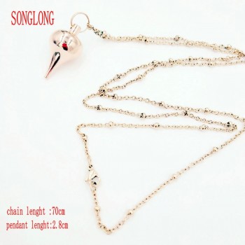 Metal Copper Dowsing Healing Pyramid Reiki Pendulum Pendant Charms Chakra Amulet Chrome gold European Fashionable With Chain