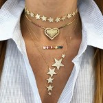 Rose Gold Color Personalized Custom star Pendant Necklace Customized cz paved five star Necklace Handmade girl Birthday Gift