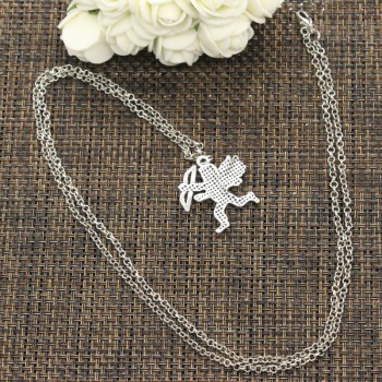 New Fashion Necklace love angel Cupid 29*26mm Silver Pendants Short Long Women Men Colar Gift Jewelry Choker
