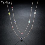 YoGe P1179Y Luxury multicolour crystal stones necklace,womens fashion colourful long sweater chain dress party accessories