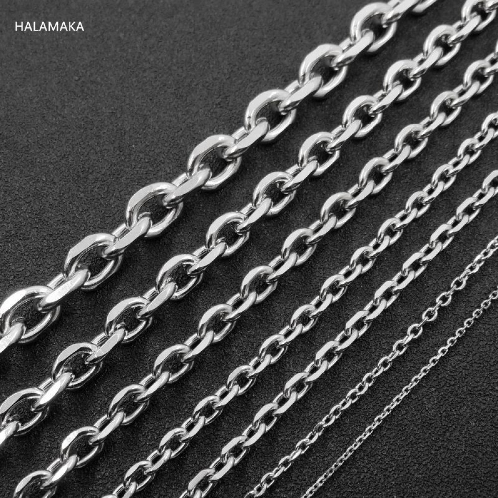 1.5/2.2/3/4/4.5/5/67/9/11mm 20-36 Silver Tone Stainless Steel Rolo Chain Necklace, Oval Cross Chain For Man amp; Women