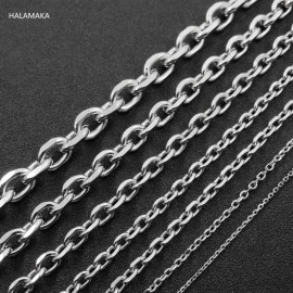 1.5/2.2/3/4/4.5/5/67/9/11mm 20-36 Silver Tone Stainless Steel Rolo Chain Necklace, Oval Cross Chain For Man amp; Women