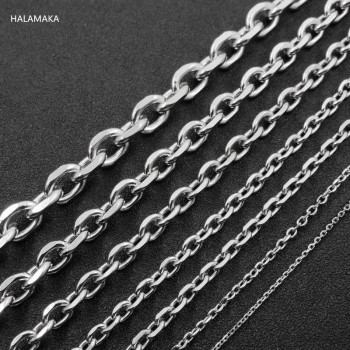 1.5/2.2/3/4/4.5/5/67/9/11mm 20-36 Silver Tone Stainless Steel Rolo Chain Necklace, Oval Cross Chain For Man amp; Women