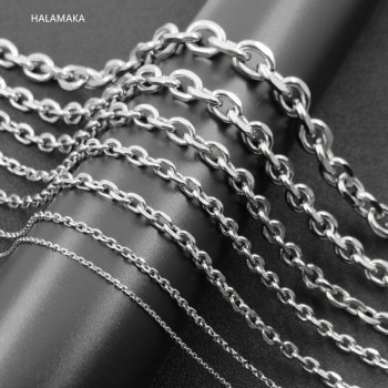 1.5/2.2/3/4/4.5/5/67/9/11mm 20-36 Silver Tone Stainless Steel Rolo Chain Necklace, Oval Cross Chain For Man amp; Women