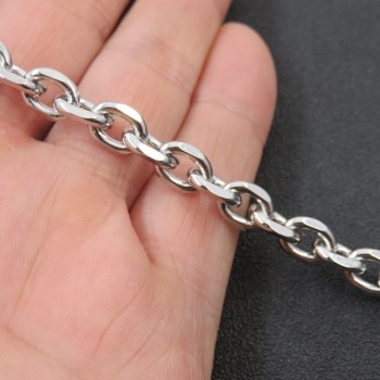 1.5/2.2/3/4/4.5/5/67/9/11mm 20-36 Silver Tone Stainless Steel Rolo Chain Necklace, Oval Cross Chain For Man amp; Women