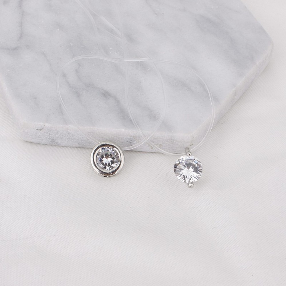M MISM New Fishing Line Women Necklace Simple Pendant Fashion Jewelry Rhinestone Statement Necklace Invisible Transparent Chain