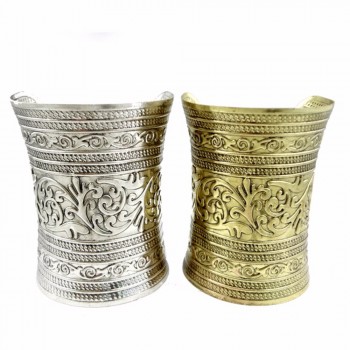 1Pcs Tribal Retro Silver Bronze Pulseira Carving Flower Wide Chain C Shape Indian Bangle Cuff Opened Vintage Tibetan Punk Style