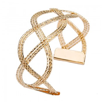 Pop Geometric Design Luxury Fashion Womens Punk Style Gold Color Charm Hollow Cuff Bangle Bracelet Women Jewelry