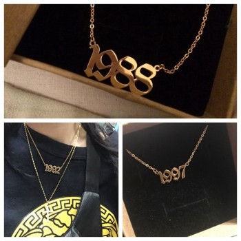 Women Men Custom Jewelry Personalized Old English Number Necklaces Wedding Anniversary Day Date Chain Pendant Birthday Gift BFF