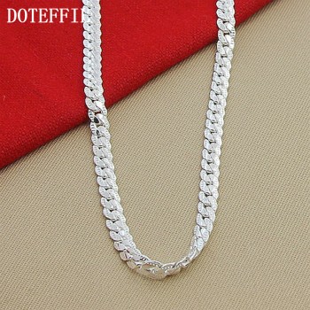 New Arrivals Women 6MM Full Sideways Silver Necklace 925 Sterling Silver Fashion Jewelry Women Men Link Chain Necklace