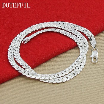New Arrivals Women 6MM Full Sideways Silver Necklace 925 Sterling Silver Fashion Jewelry Women Men Link Chain Necklace