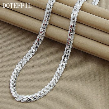 New Arrivals Women 6MM Full Sideways Silver Necklace 925 Sterling Silver Fashion Jewelry Women Men Link Chain Necklace