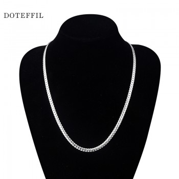 New Arrivals Women 6MM Full Sideways Silver Necklace 925 Sterling Silver Fashion Jewelry Women Men Link Chain Necklace